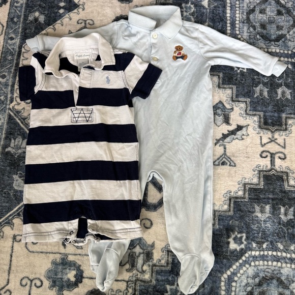 Polo Ralph Lauren Baby Striped Navy and White Kids One Piece 9 Months - Picture 1 of 3